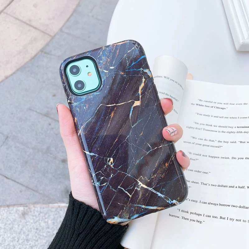 Marble Pattern Solid TPU PC Cell Phone Case For iPhone 11 Pro Max