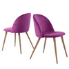 Modern Purple Velvet Kitchen Chairs Wood and Metal Legs Accent Side Chair Dining Chairs Set for Living Room
