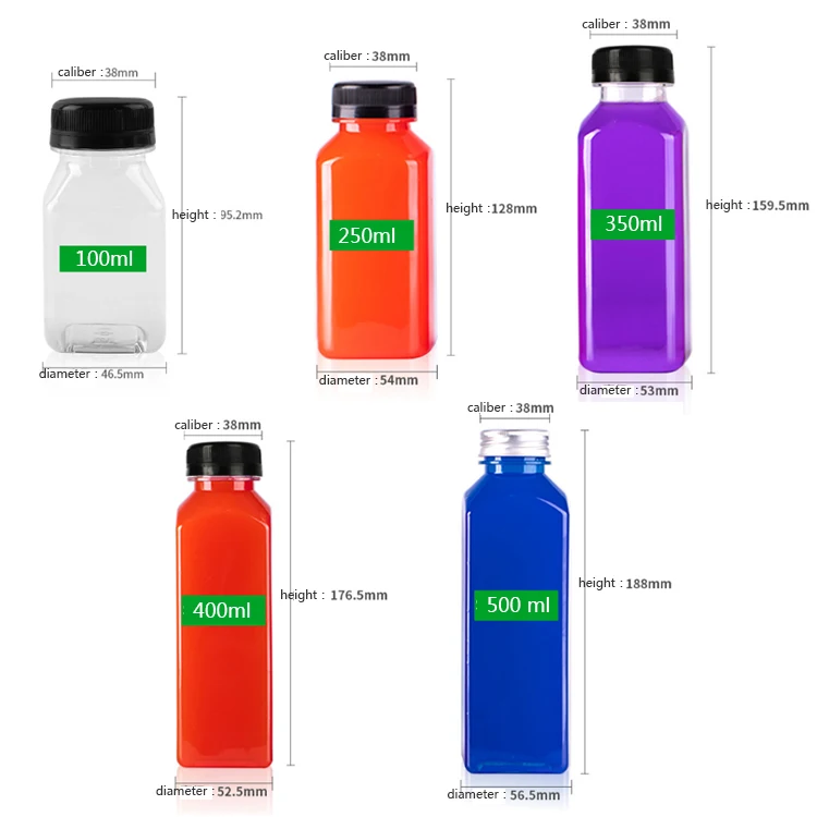250ml 300ml 350ml 500ml Pet Empty Plastic Juice Bottles With Caps. 8oz