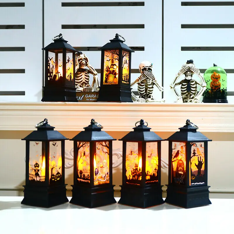 Hanging Halloween Vintage Lantern Flame Candle Light Ornaments Home Party Decor