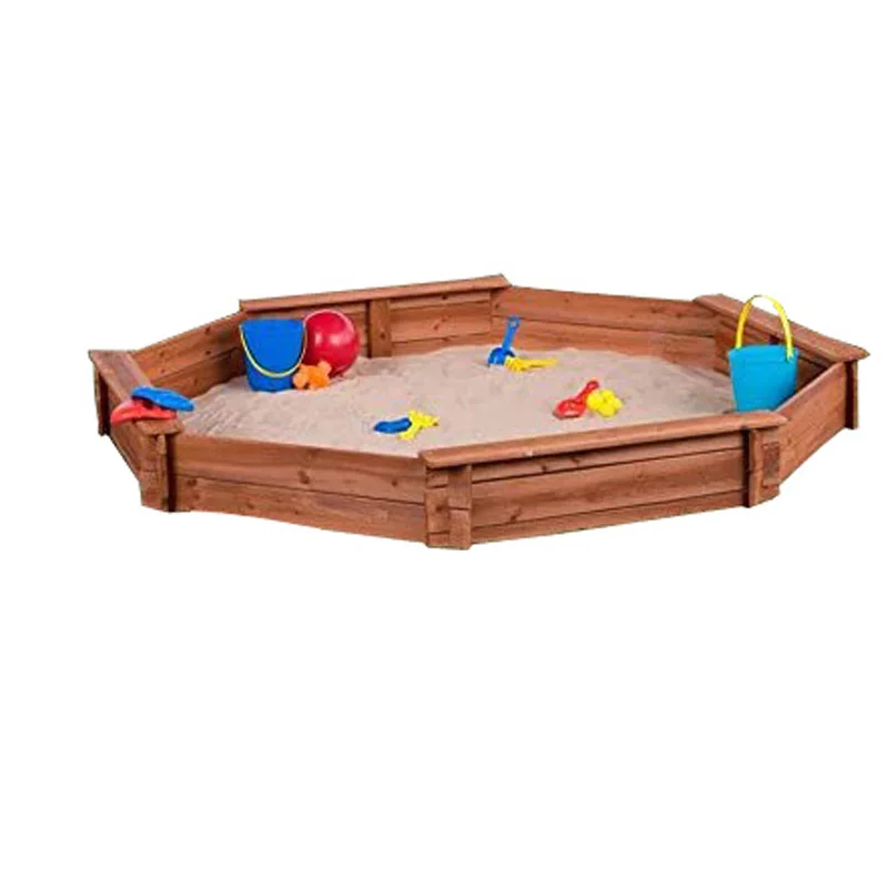 Wooden Octagonal Sand Box Seat Boards Eco-friendly Cover & Ground Liner ...