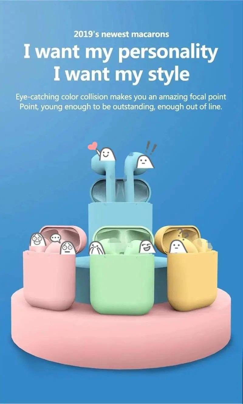 Fast Delivery Colorful i12 TWS Wireless Earbuds I12 Newest Version No Noise True Stereo Earbuds TWS I12 With Charging Box - ANKUX.COM