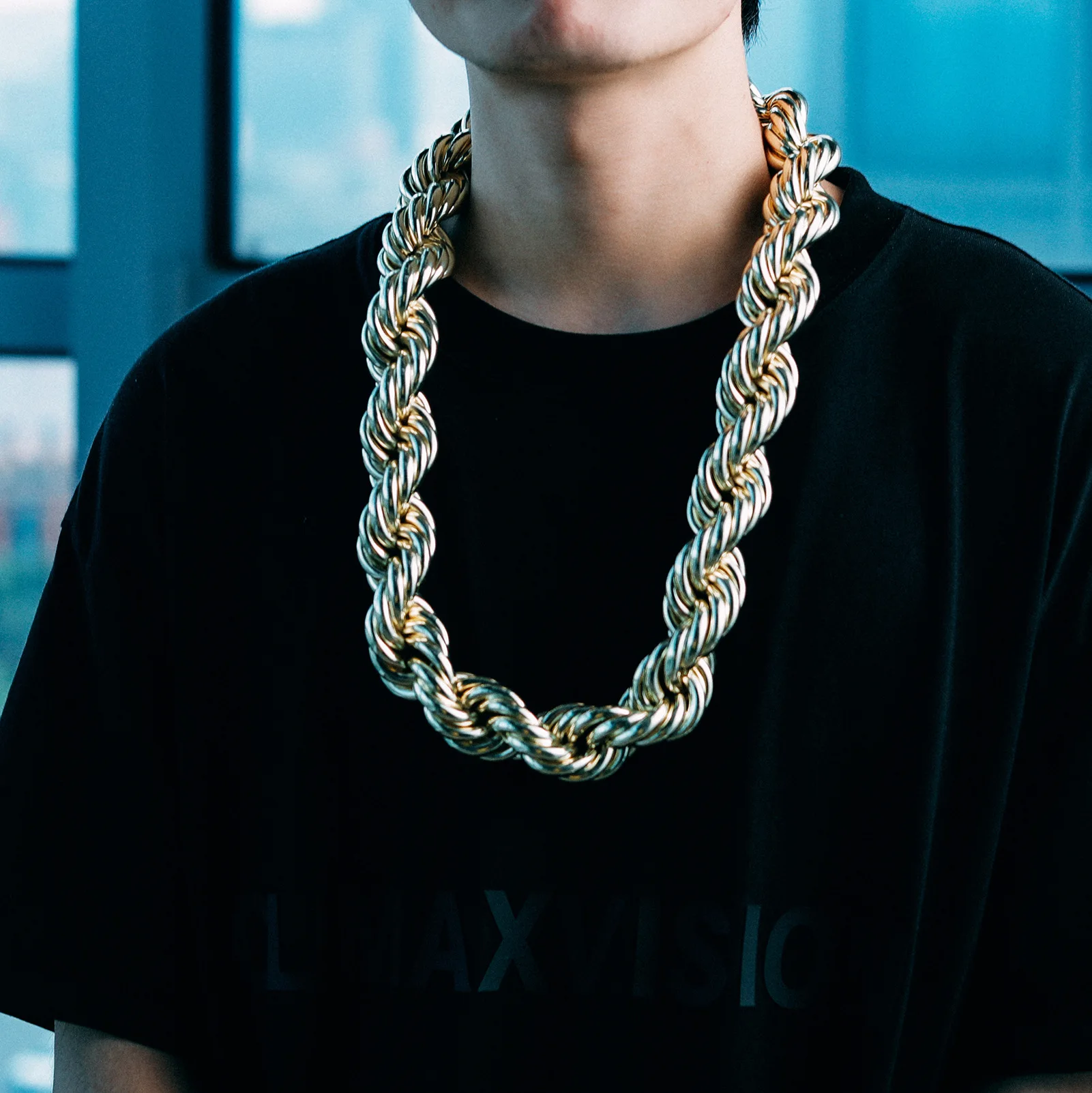 Ristar Hip Hop jewelry The New 30mm 14K Gold Plated Big Rope Chain Necklace