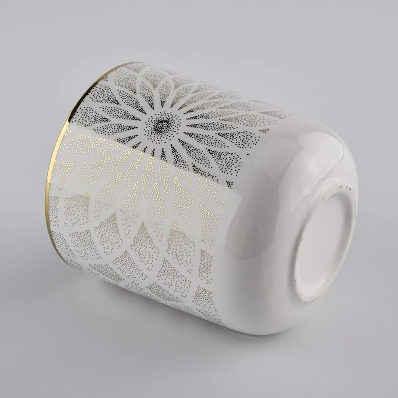 10oz ceramic candle vessels with gold printing