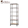 French Bespoke Retro Old Wood Top Iron Frame Narrow Shelving Unit Accessory CD Rack Bookcase