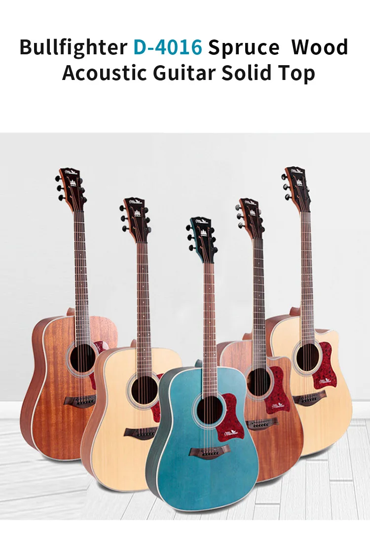 Bullfighter D-4016 Spruce Wood  Affordable OEM Acoustic Guitar Solid Top