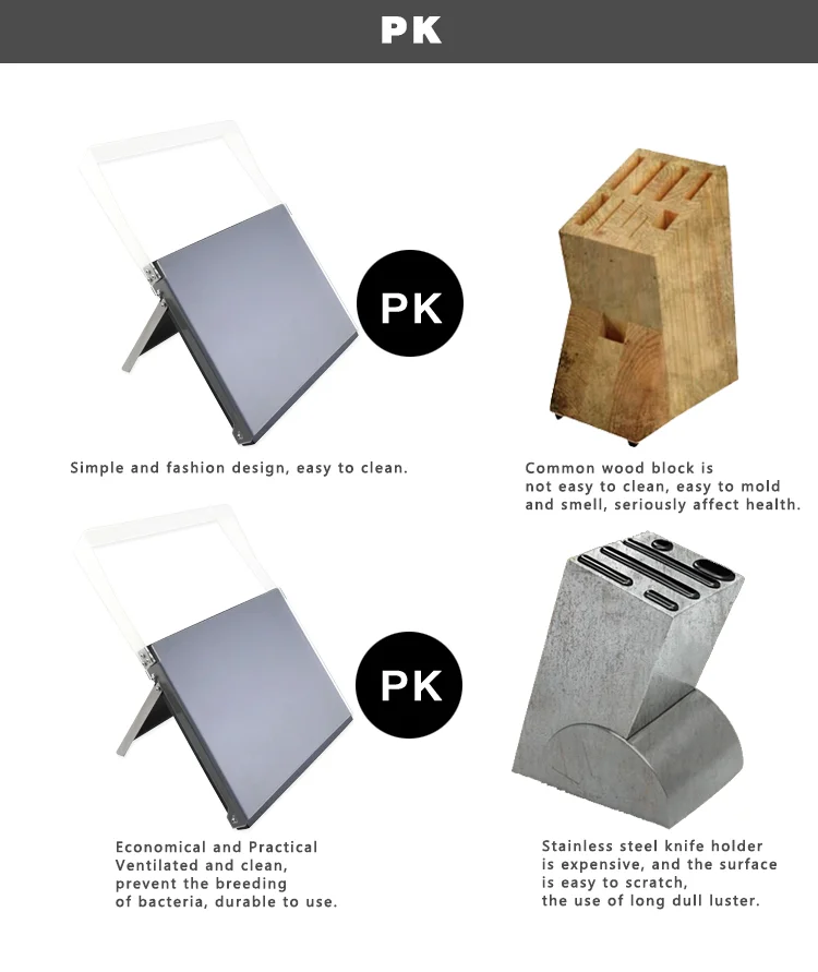 Classical Folding Design 5PCS Kitchen Knife Acrylic Block