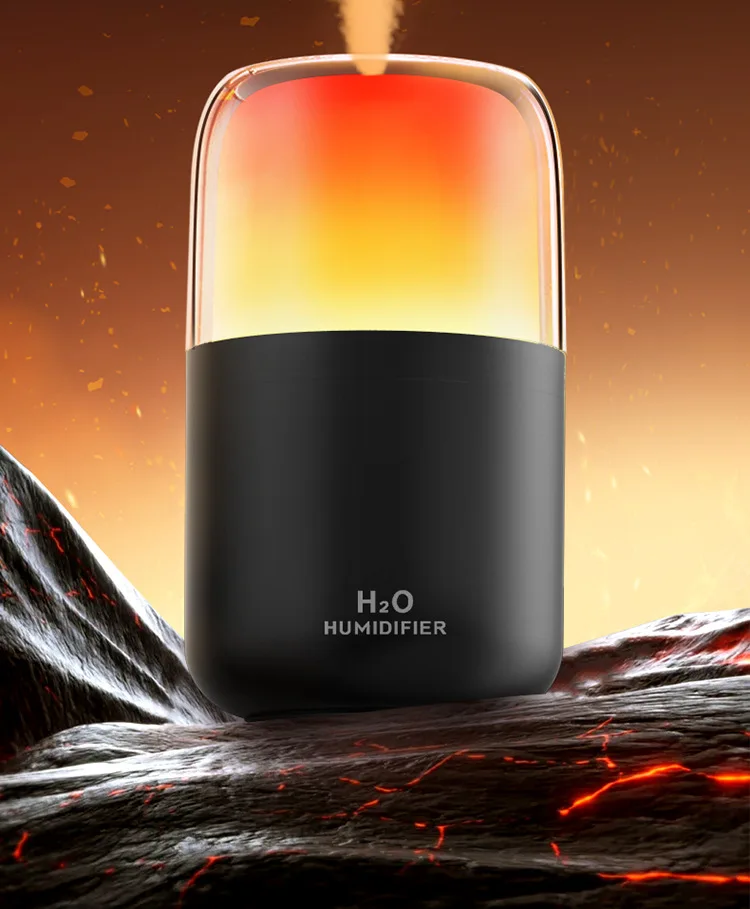 New Smart Simulation Flame Aroma Diffuser USB Mini Ultrasonic Plastic Home Desktop Fragrance Machine Flame Humidifier Ambient