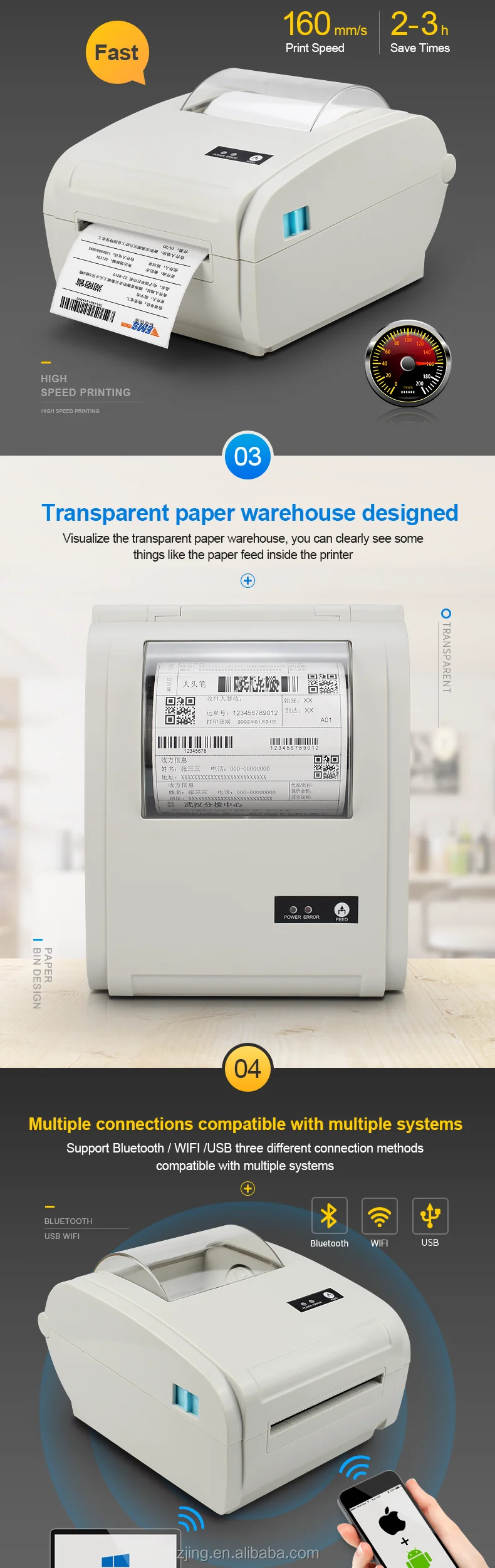 Label Sticker Printer Shipping Label Printer 4x6 Label Printer Thermal