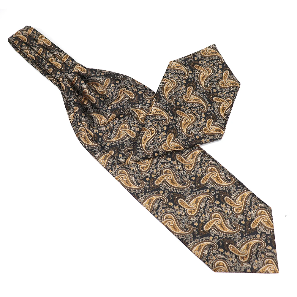 新时尚品质经典佩斯利黑金编织刺绣超细纤维领结男士领带