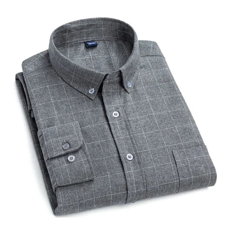 Camicie rosse casual a maniche lunghe Camicia in cotone scozzese fantasia da uomo909_voghion.com