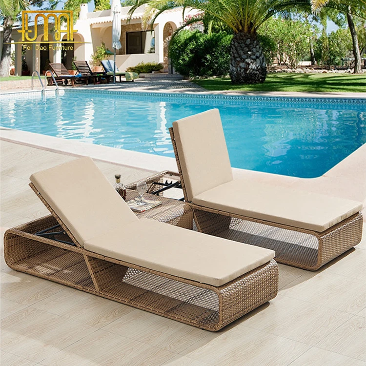 5 Star Hotel Outdoor Furniture Folding Soft Mat Sun Lounger Lounge