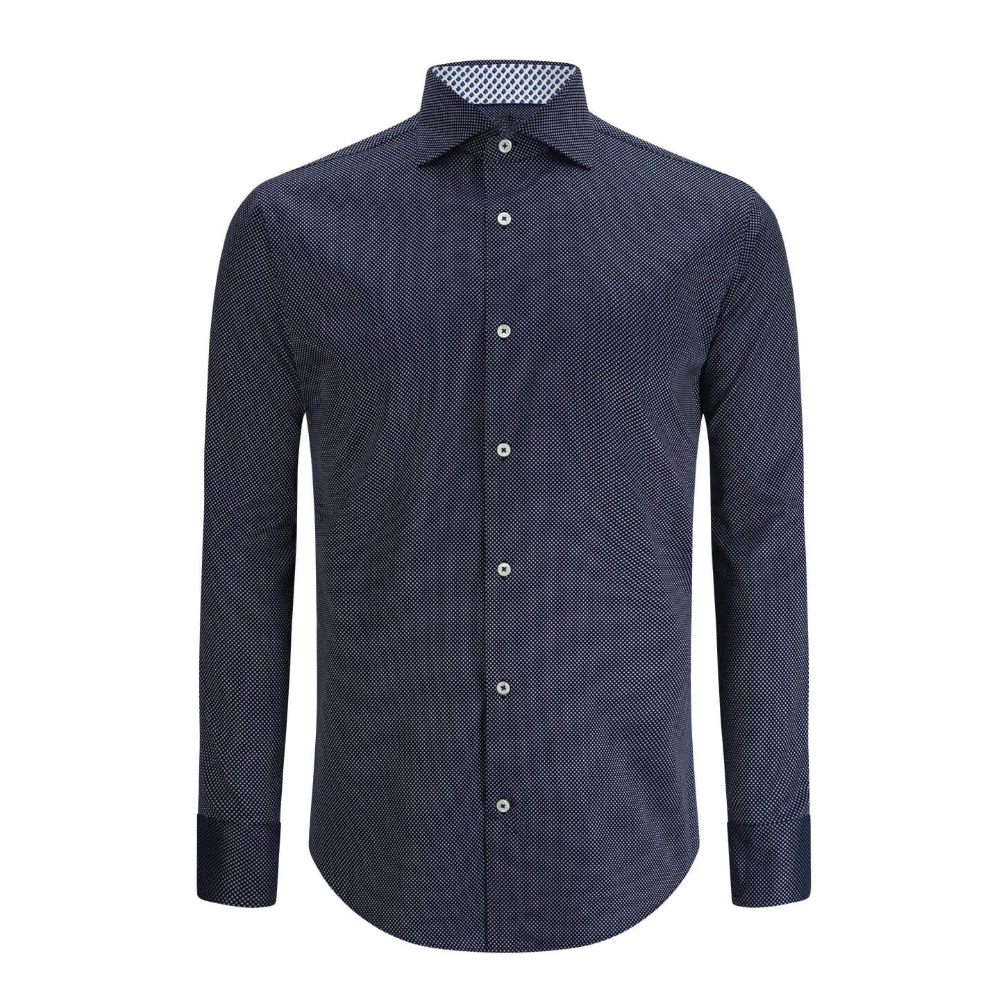 mtm 供应商传播领长袖海军印花棉质衬衫