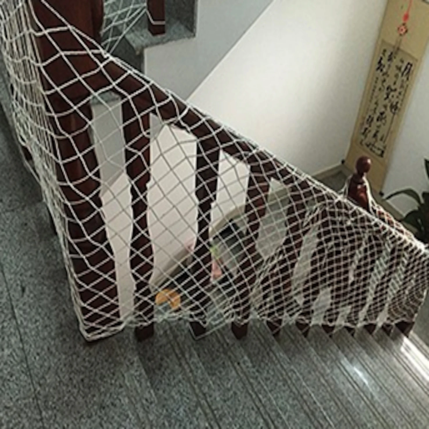 Wit Vangnet Voor Trappen, Polyester Knooploos Net Voor Balkonleuning, Trapleuning Beschermend Net Voor Huisdierspeelgoed Anti-val, Beschermingsnet Voor Kinderen(Size:2M×8M(6.5FT×26.2FT),Color:Wit