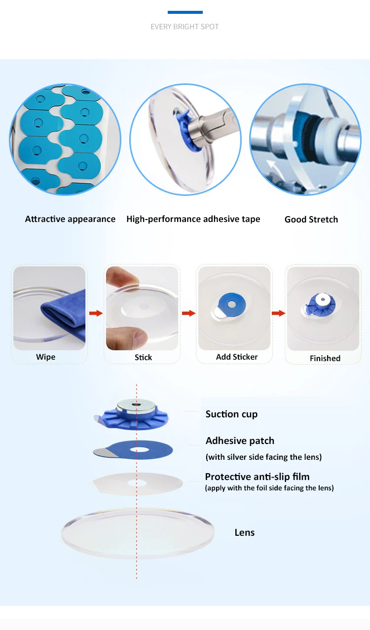 Rightway Brand  1000 PCS Anti Slip Lens Blocking Pads A23DH Optical Anti Slip Sticker Eyeglasses Accessories 18*25