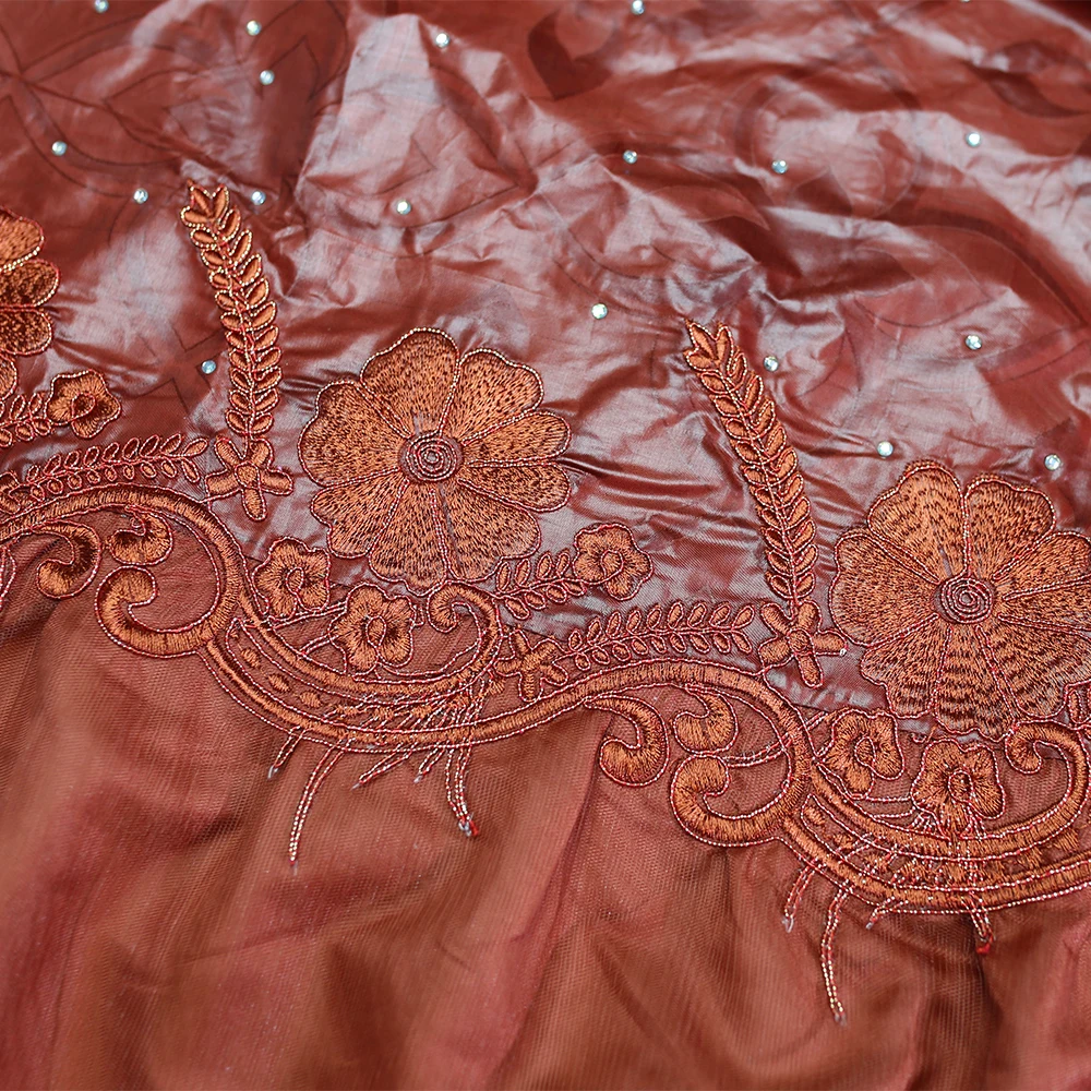 H&D High Quality Bazin Embroidery Dress with Lace For Women 2020