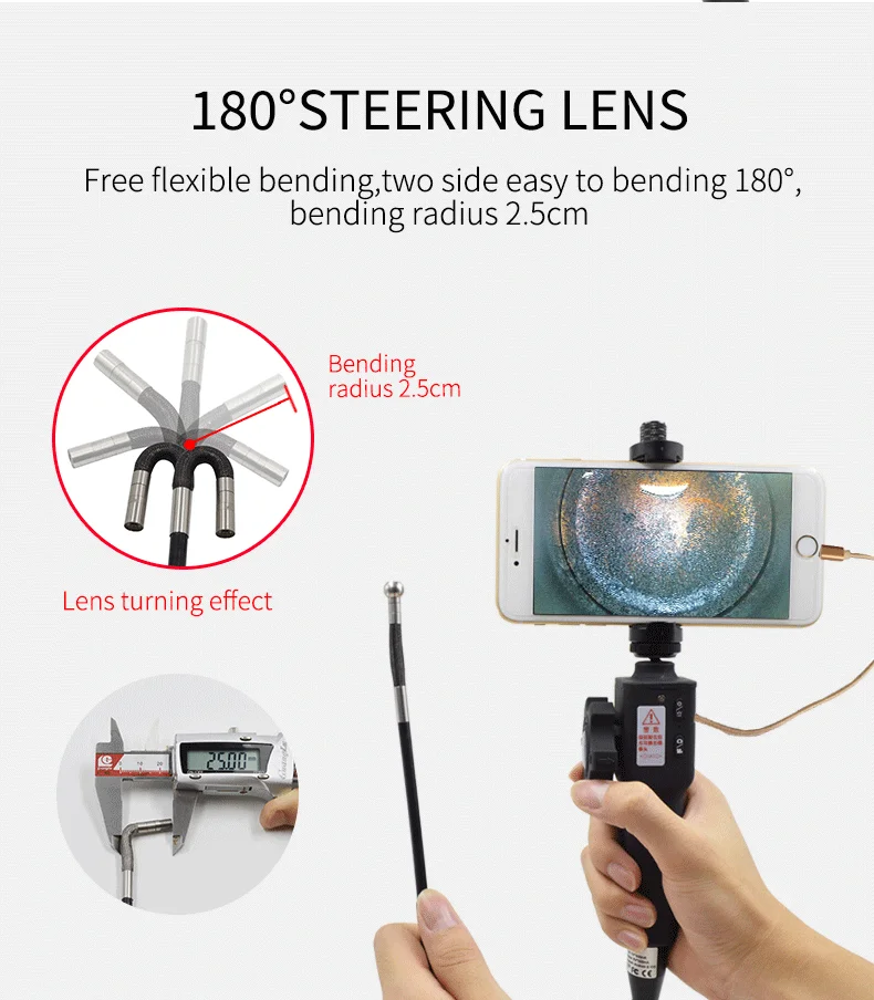 Ralcam 2-Way Borescope Camera - 4.3" HD Screen, 3.3FT Cable, IP67 Waterproof For Auto Inspection