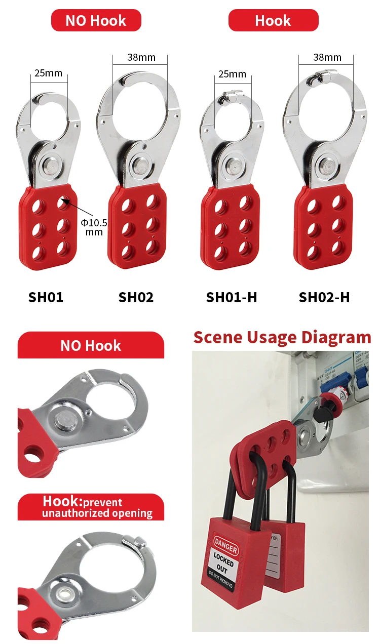 Set of 5 pcs Lockout Tagout Stainless Steel Hasp Without Any Chain SS Finish