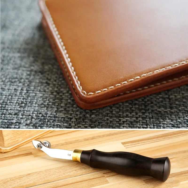 Adjustable Wooden Handle Stainless Steel Leathercraft Edge Press