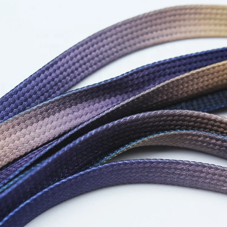 Custom Blank Logo Silicone Dipping Flat Shape Gradient Color Shoelaces for Hoody