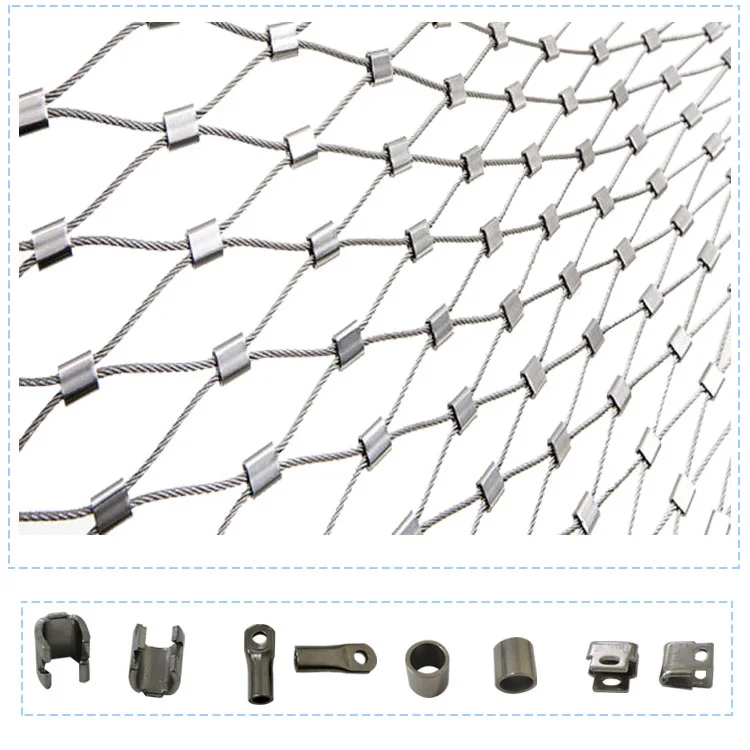 Animal Zoo Stainless Steel Wire Protective Cable Rope Mesh / Cable Mesh Green Plant Climbing Trellis Walls