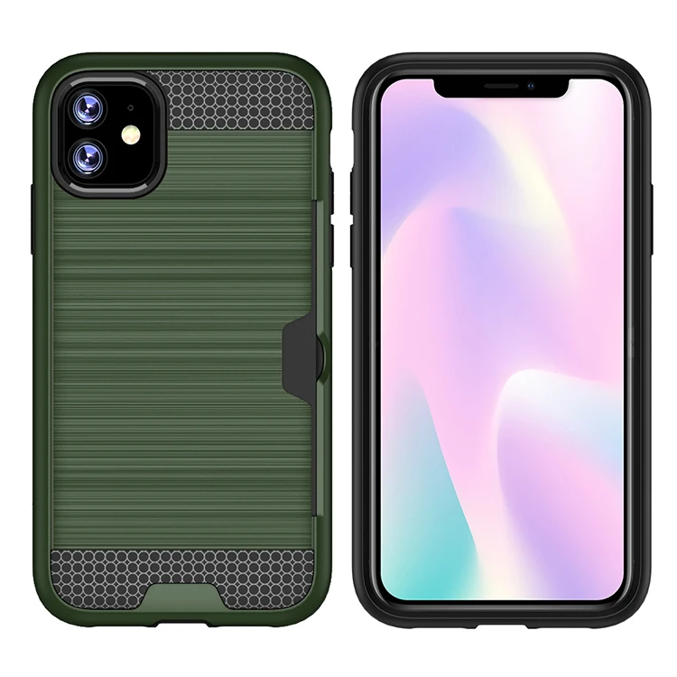 Factory Outlet Brushed Metal 2 In 1  For Iphone X Xs Max Case and  For Iphone XI Card Slot Holder Mobile Phone Case