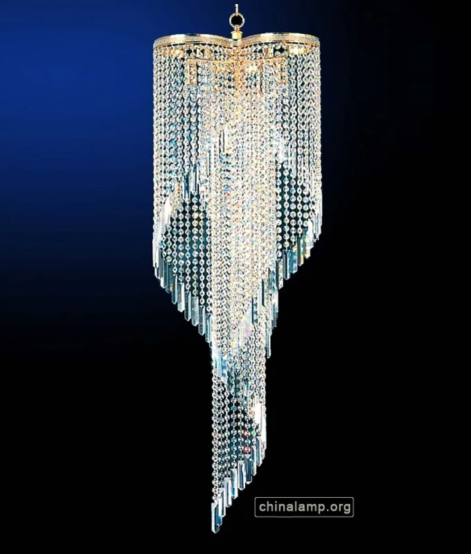 Luxury Foyer Stairs Hanging Crystal Pendant Lighting Fixture Crystal Chandelier