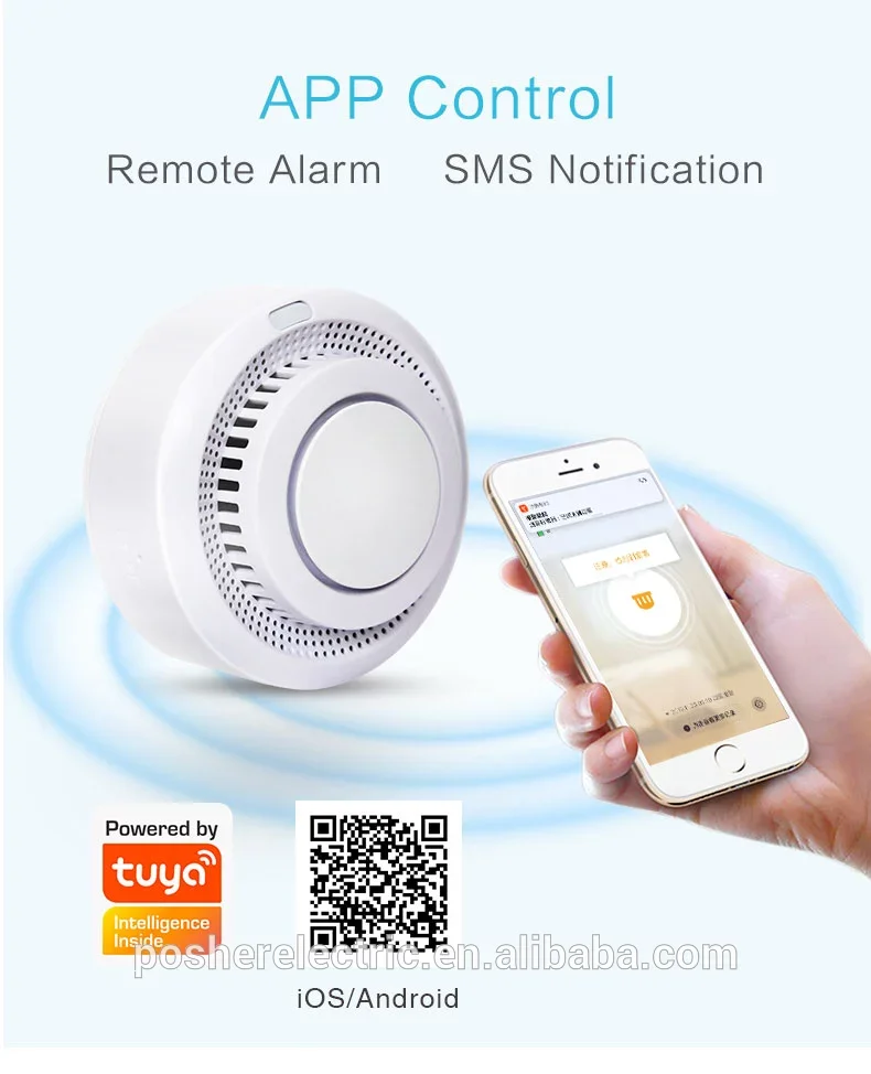 Smart Home Security Tuya Smart App Ionization Compact Wifi Smoke Detector Alarm Motion Sensor