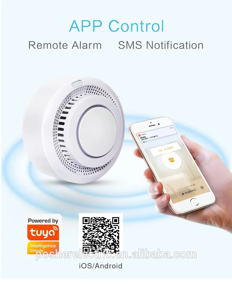 Home Security Tuya Smart App Ionization Compact Wifi Smoke Detector Alarm Motion Sensor