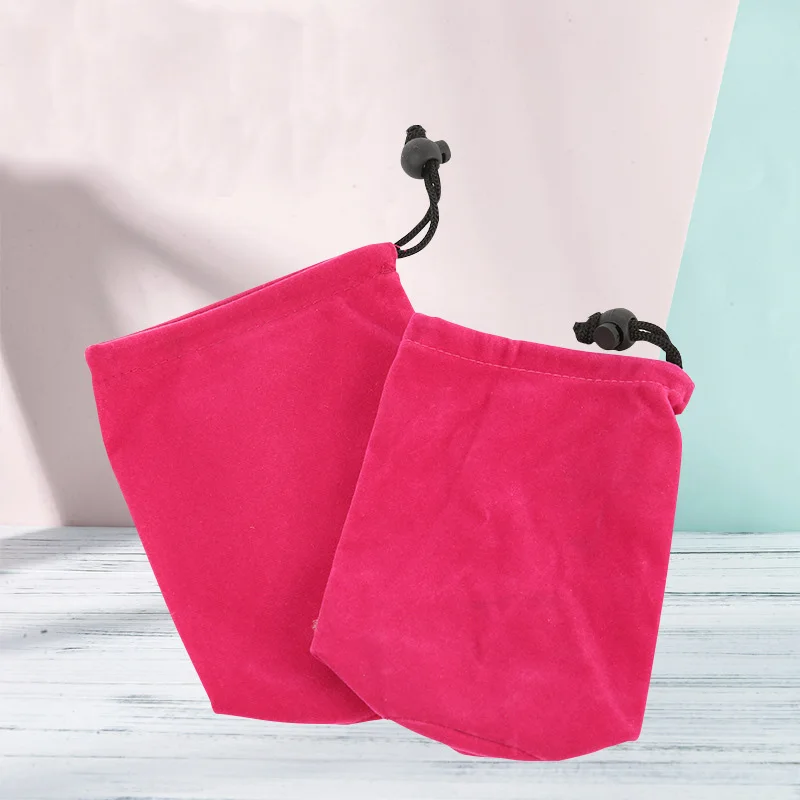 Fleece Round Bottom Brown Drawstring Bag 12*18cm Velvet Cosmetic