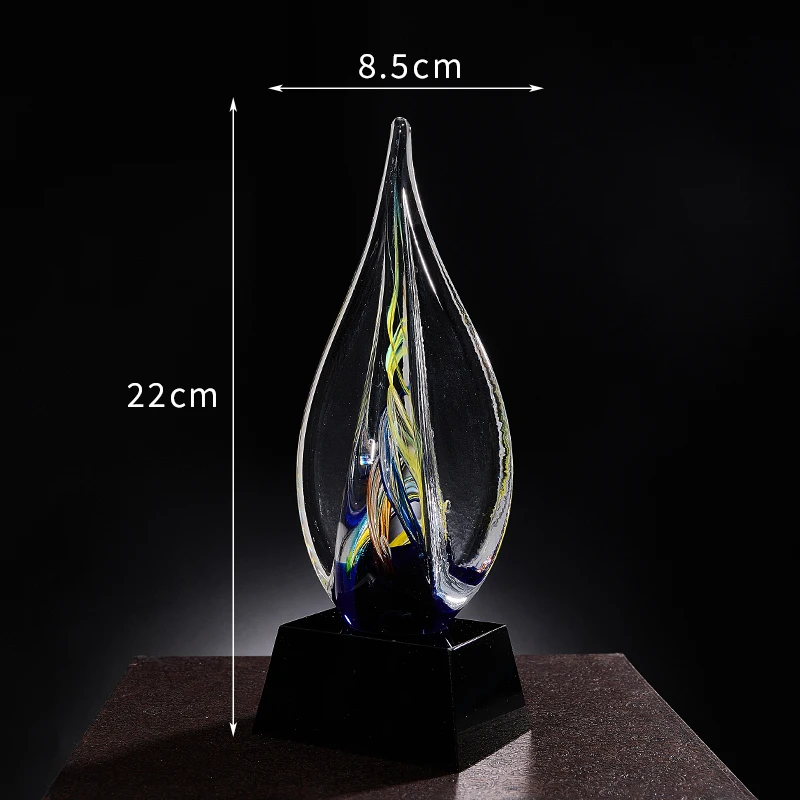 crystal crafts coloured glaze glass trophy award custom k9 business trophy awards sports trophies awards with gift box-38