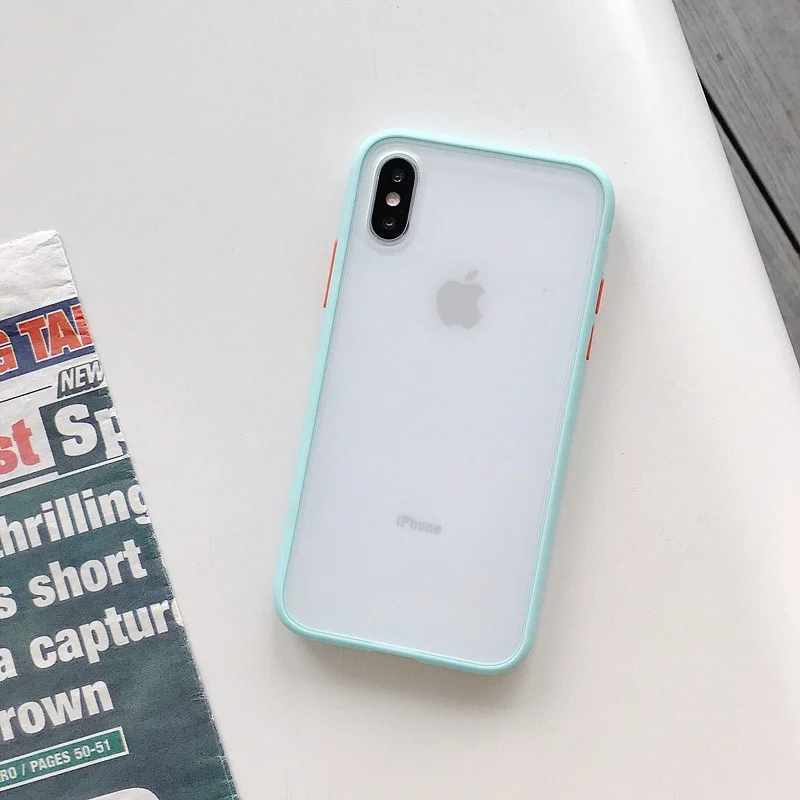 Iphone 6 7 8 Plus Xs Xr Xs Max用シリコンバンパーとカラーボタンコントラストカラーケースシェルを備えたマットクリアpcバック カバー Buy マットシリコンケース Iphone マットクリアケース Iphone コントラスト色ケース Iphone Product On Alibaba Com