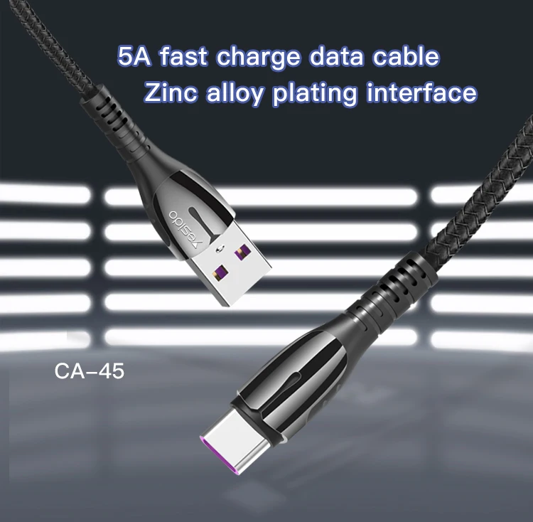 Fast Charger Usb To Type C Cable Line China Manufacturer 5A Usb Charging Data Cable