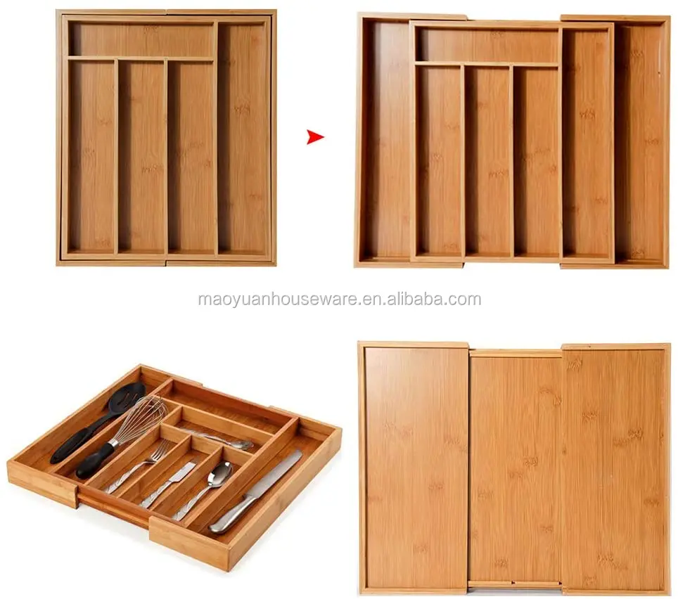 Expandable Bamboo Cutlery Drawer Organizer,Cutlery And Utensil Tray