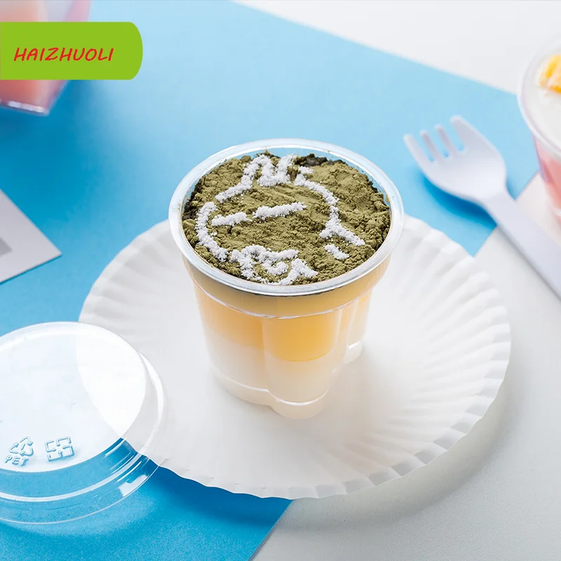 
100-160 ml Clear Various shapes Plastic mousse cup PS Yogurt Deli Container with Lid 