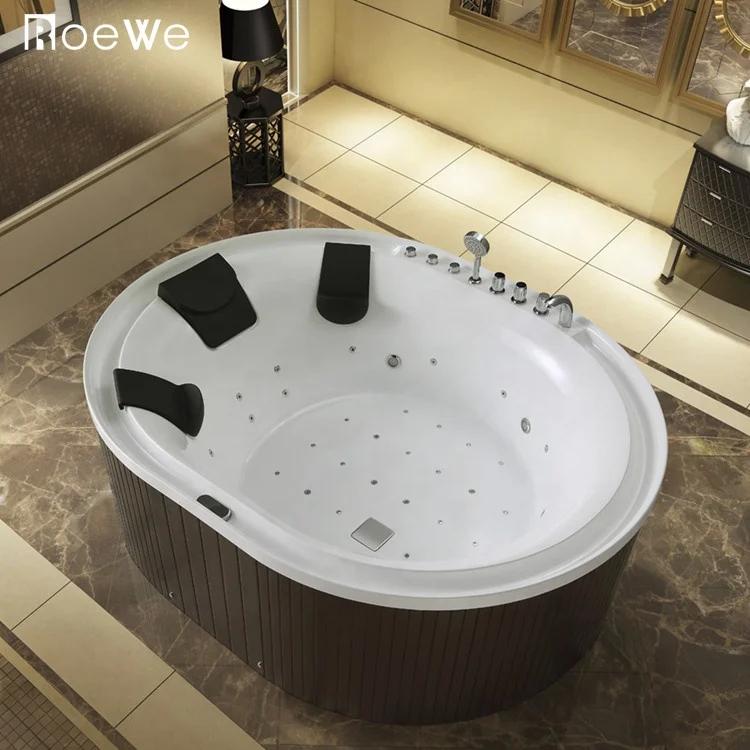 Modern 2m Wooden Skirt Acrylic Water Massage Bathtub Luxury Whirlpools Bathtubs Indoor Hydro Hot