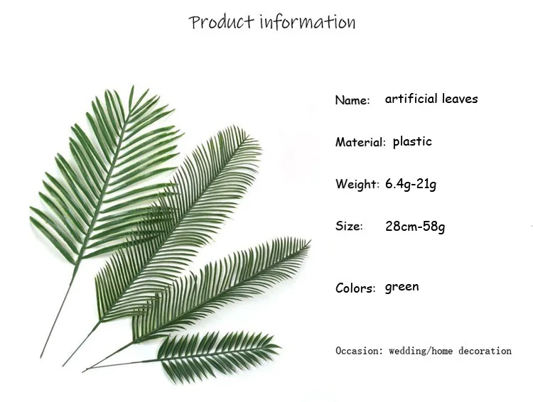 Factory Sale Plastic Palm Leaves Wedding Leaves Decoration Artificial