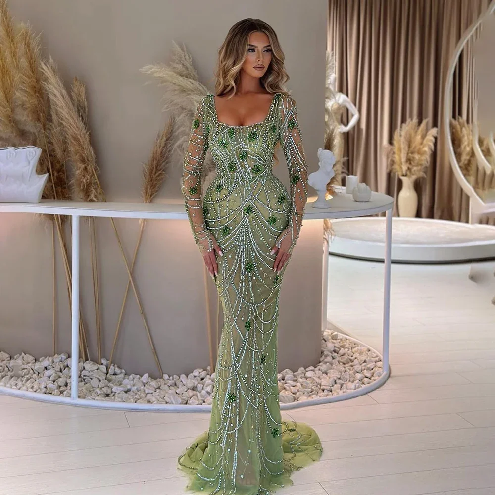 evening dress dubai Dubai Luxury Red Crystal Mermaid Evening Dresses With Detachable Train
