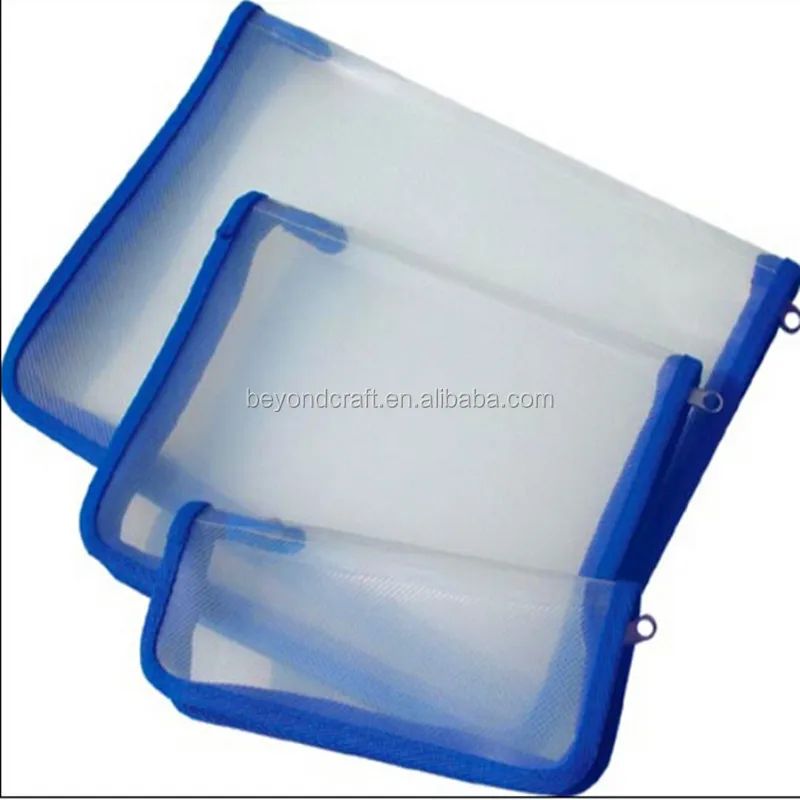 A5 Size Pp Plastic Documents Folder Clear Poly File Bags With Zipper