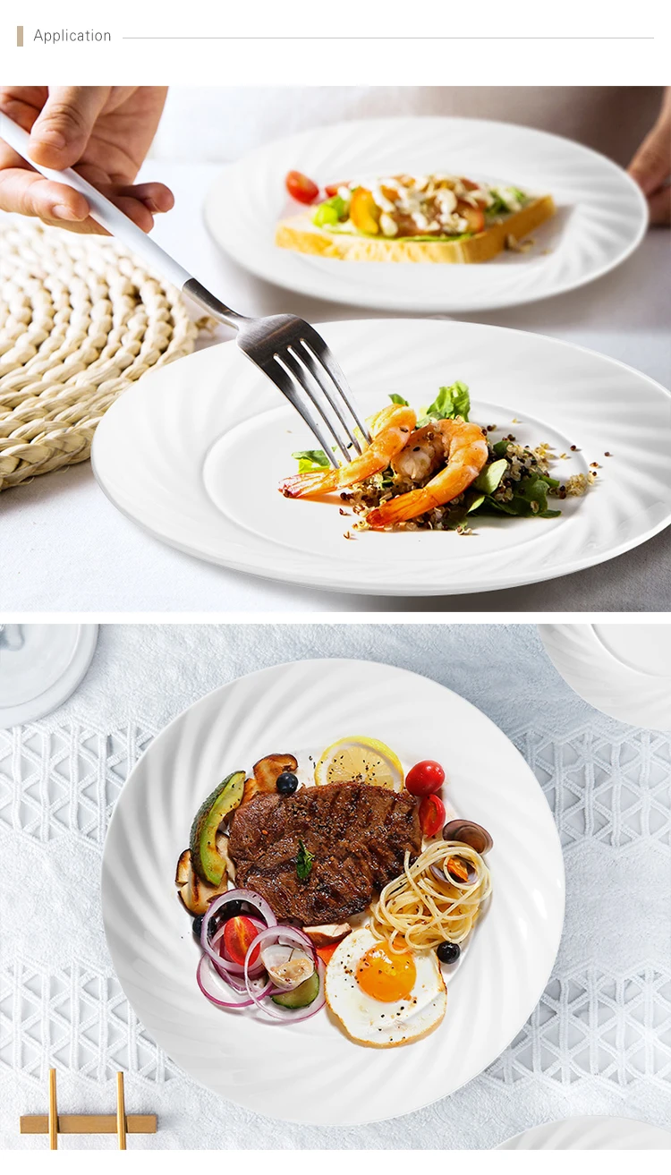 6.25-8.25-10.5-12 inch Heat Resistant Ceramic Crockery Plates , Ceramic Dessert Plates, Dinner Plate Restaurant