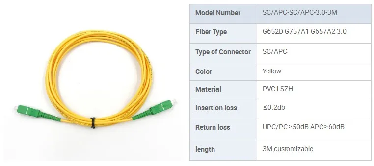 1M 2M 3M FTTH Duplex Fiber Patch Cord LC/UPC to SC/UPC Patch Cord Fiber 2.0mm 3.0mm Single Mode G652D(9/125)