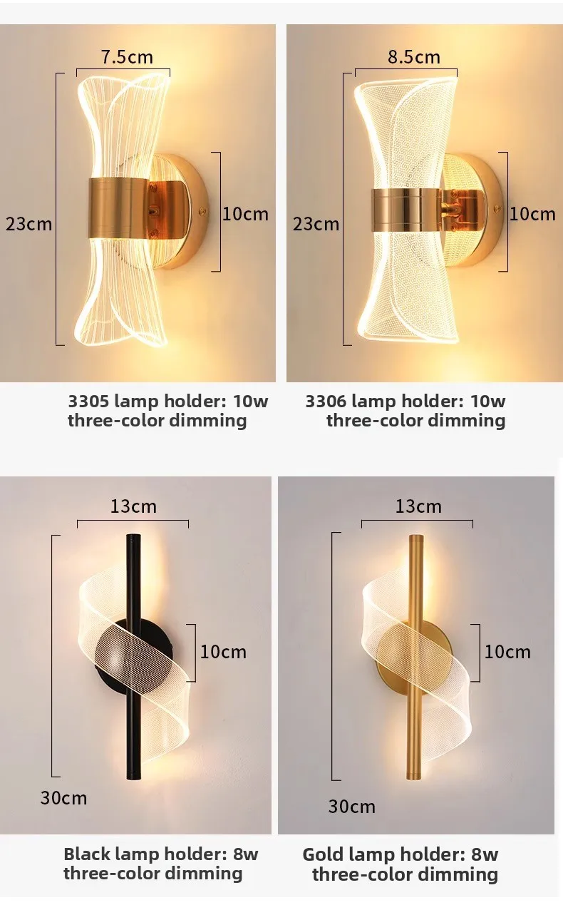 product cross border minimalist modern bedside lamp creative bedroom living room nordic led ultra bright aisle background wall light-16