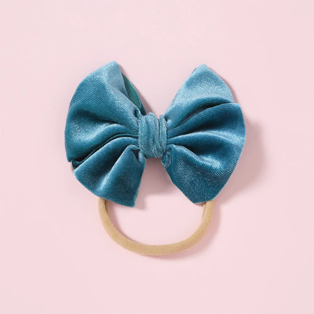 Hot Sale Cute Baby Girls Bows Headband Solid Color Diy Velvet Hair Band
