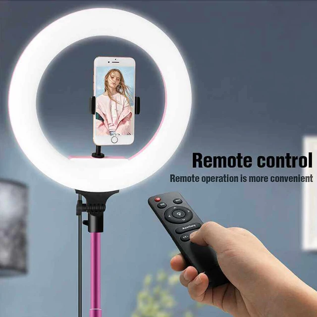 led ring stream light dimmable 18 inch makeup ring light