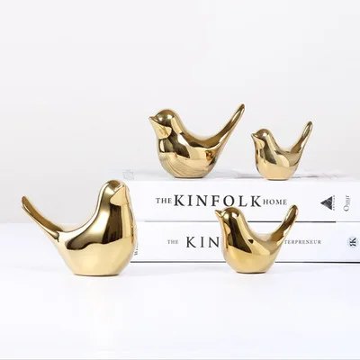 Nordic creative golden modern luxury electroplating bird ceramic decoration living room home soft desktop decor accessories