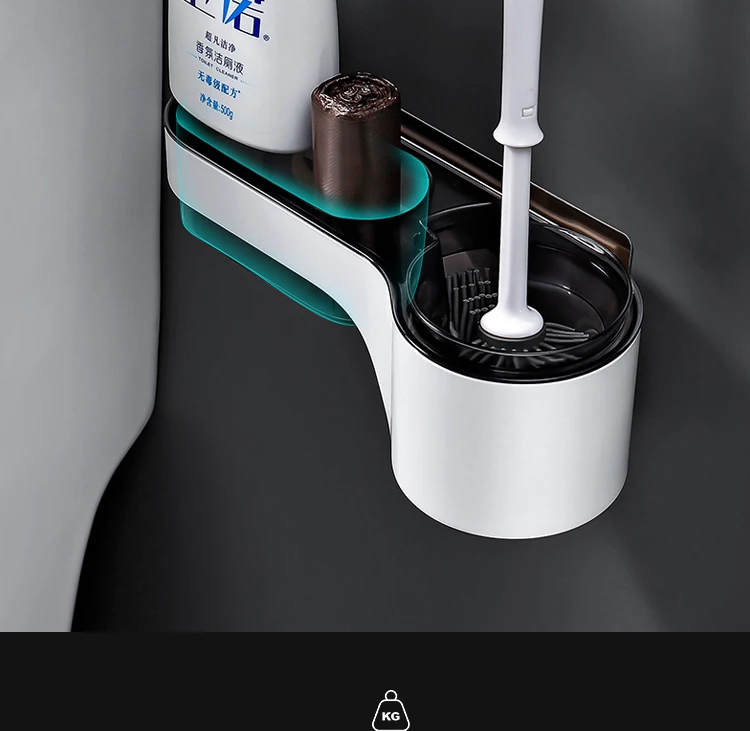 Modern Design Bathroom Plastic Toilet Brush With Holder Wall Mounted