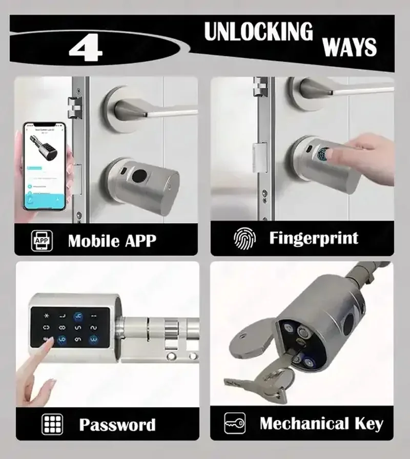 Silver Adjustable Euro Fingerprint Cylinder Lock Temporary Code M1 Card ...