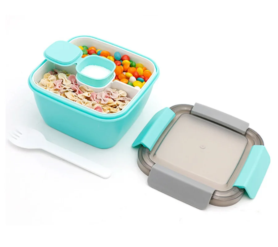 1500ml Bento Box Salad Lunch Container With 3 Compartment Dressing ...