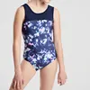 Navy Blue Floral Leotard Dance Leotards For Girls