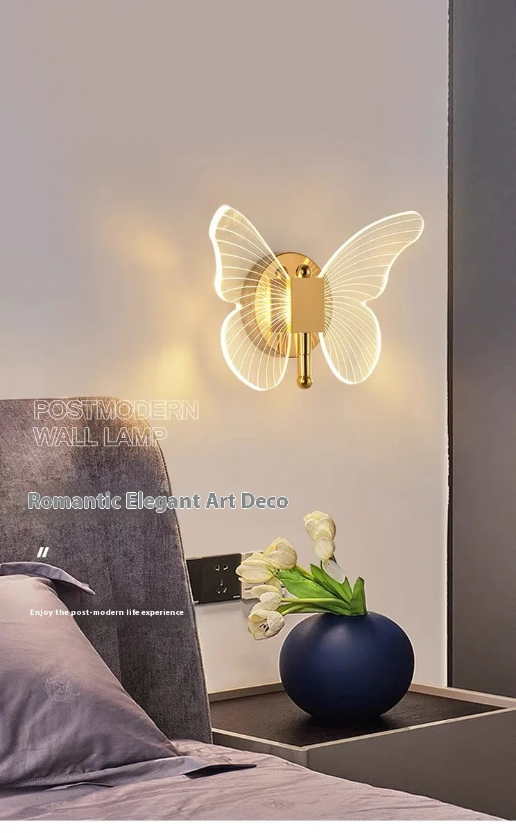product butterfly inspired led wall lamp with light modern for nordic style hotels bedsides bedrooms and tv walls-0